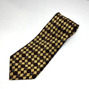 Richel Silk Necktie Mens Gold Black Geometric Pattern Luxury Tie Wedding Formal